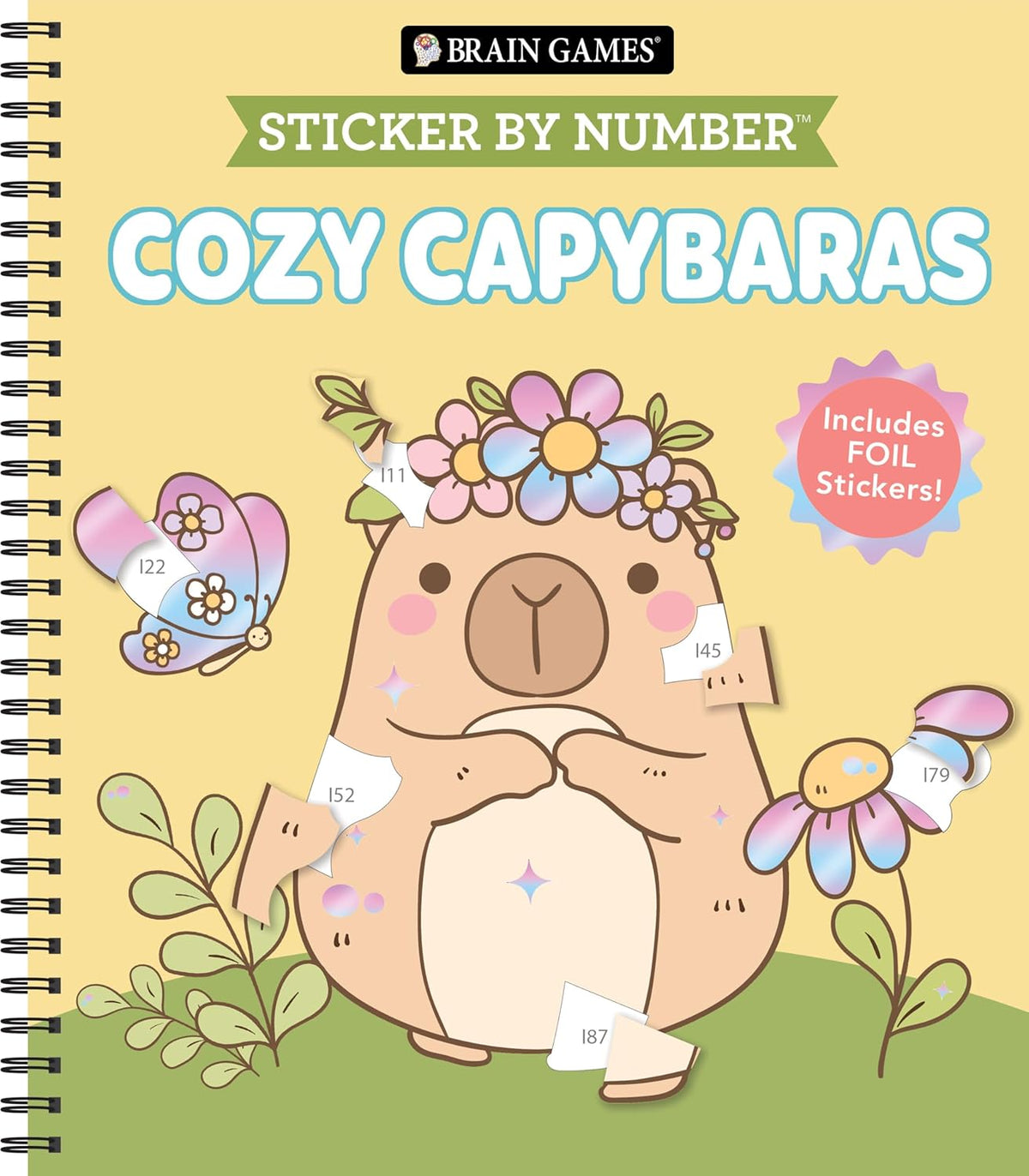 Brain Games - Sticker by Number: Cozy Capybaras: Including a Foil Sticker Sheet to Complete Each Image!