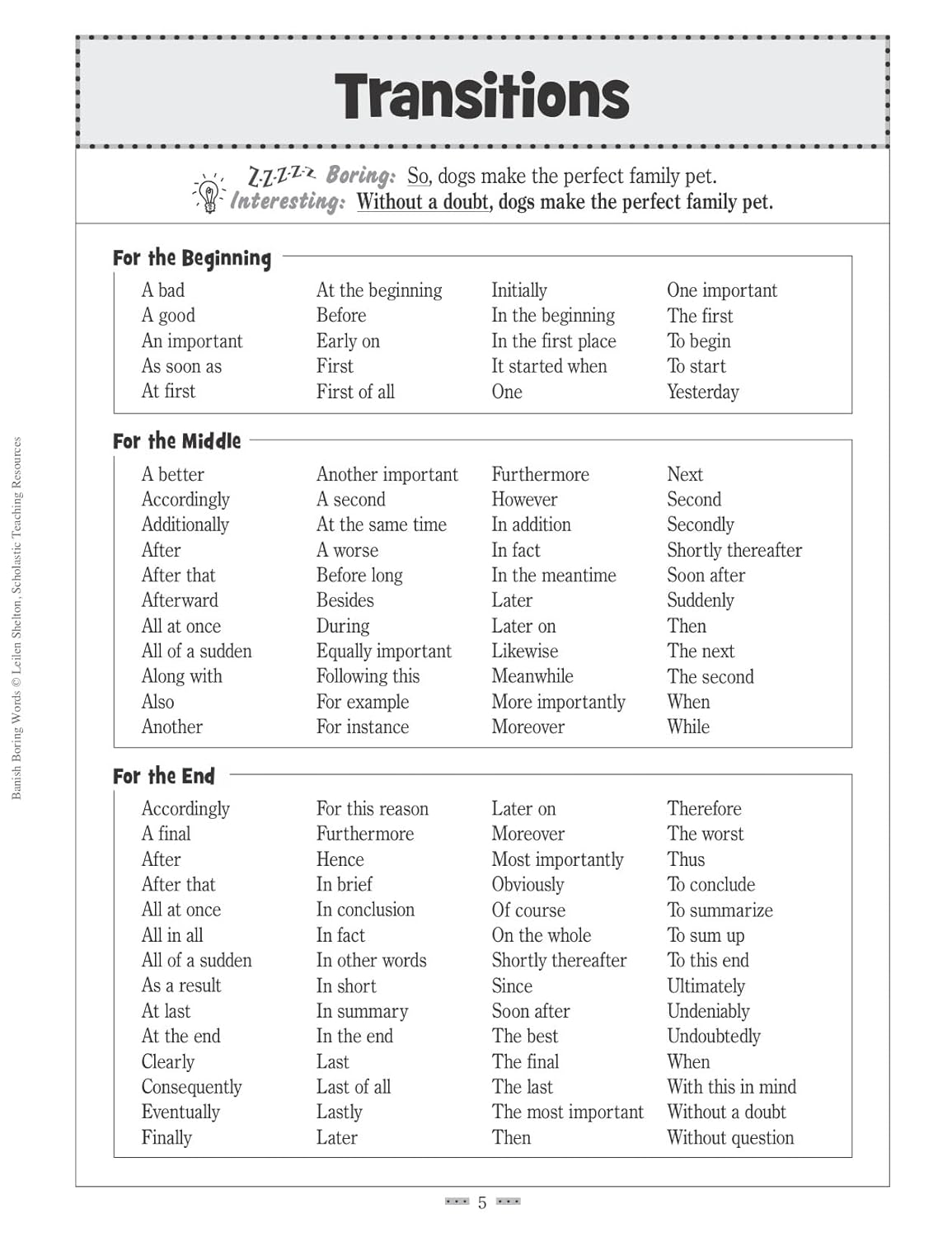 Banish Boring Words!, Grades 4-8: Dozens of Reproducible Word Lists for Helping Students Choose Just-Right Words to Strengthen Their Writing