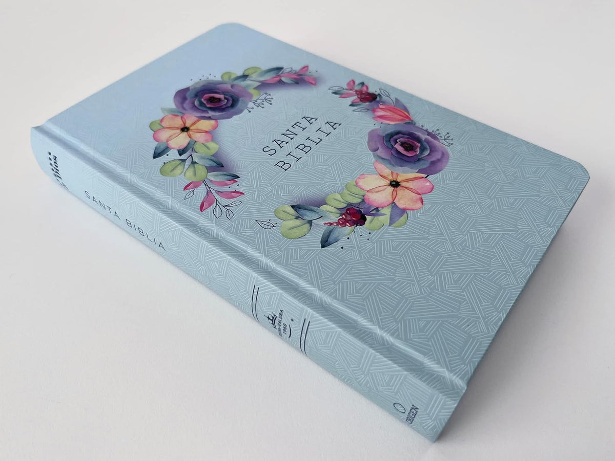 Biblia Rvr 1960 Letra Grande, Manual, Tapa Dura Con Nombres de Dios, Flores Azul / Spanish Bible Rvr 1960 Handy Size, Lp, Hc with Names of God, Blue F