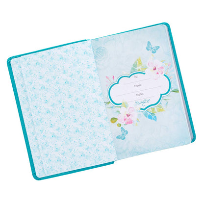 He Whispers Your Name 365 Devotions for Women - Hope and Comfort to Strengthen Your Walk of Faith - Teal Faux Leather Devotional Gift Book w/Ribbon Marker