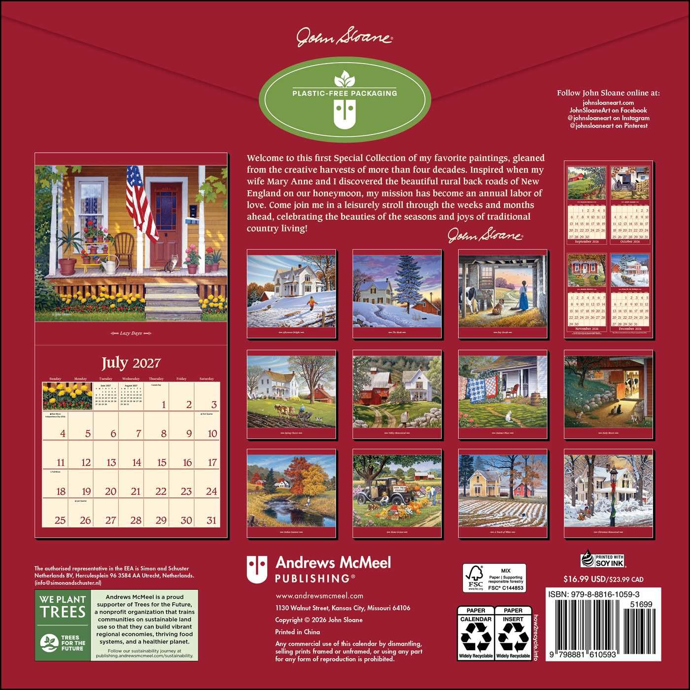 John Sloane's Country Seasons® Special Collection 2027 Wall Calendar