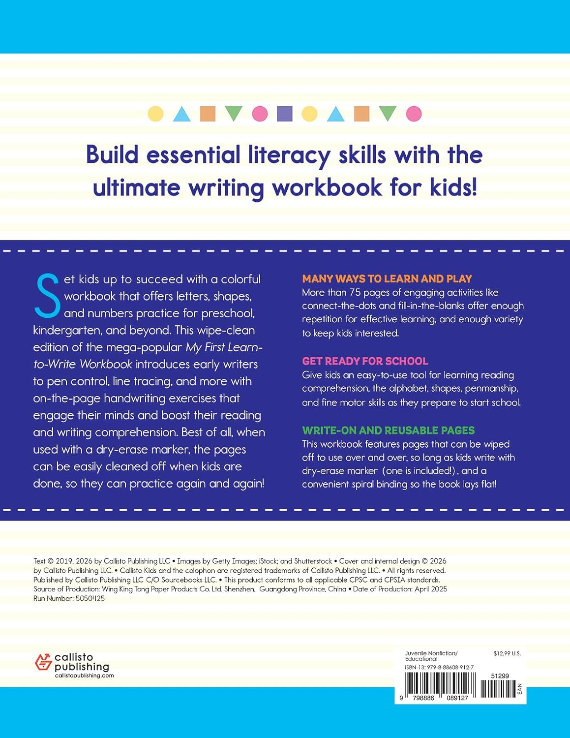 My First Learn-to-Write Workbook (Wipe Clean Edition): Pen Control, Line Tracing, Letters, and More! (My First Preschool Skills Workbooks)