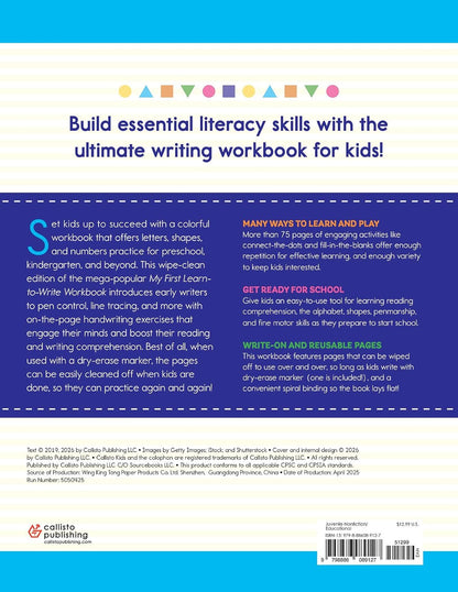 My First Learn-to-Write Workbook (Wipe Clean Edition): Pen Control, Line Tracing, Letters, and More! (My First Preschool Skills Workbooks)
