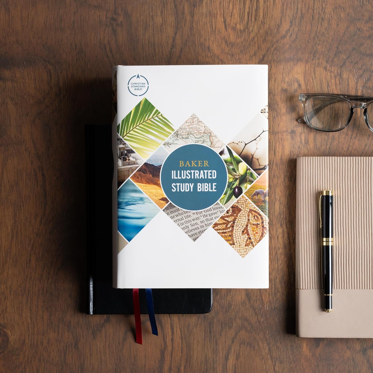 CSB Baker Illustrated Study Bible, Hardcover, Red Letter, Full Color Interior, Study Note Commentary, Articles, Images, Illustrations, Reconstructions, Definitions, Outlines, Maps