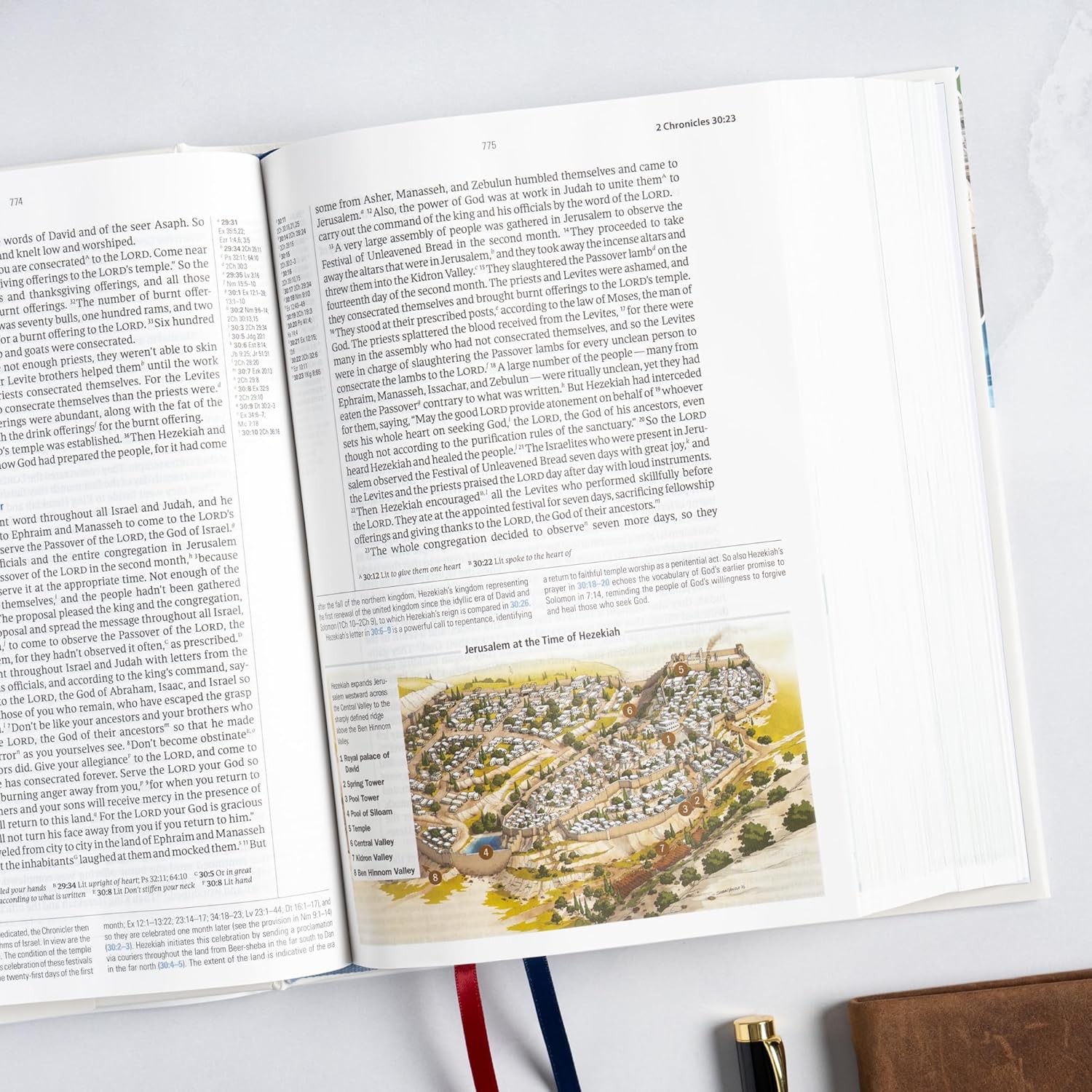 CSB Baker Illustrated Study Bible, Hardcover, Red Letter, Full Color Interior, Study Note Commentary, Articles, Images, Illustrations, Reconstructions, Definitions, Outlines, Maps