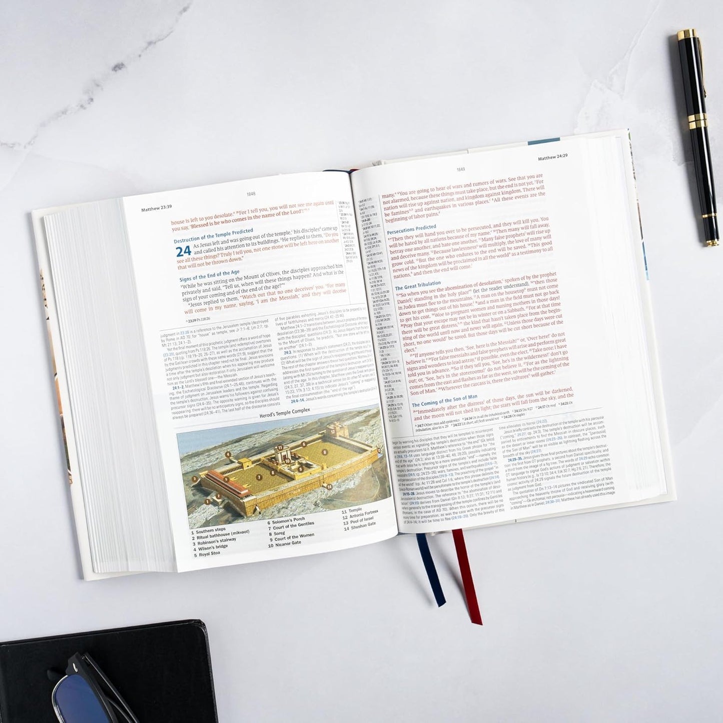 CSB Baker Illustrated Study Bible, Hardcover, Red Letter, Full Color Interior, Study Note Commentary, Articles, Images, Illustrations, Reconstructions, Definitions, Outlines, Maps