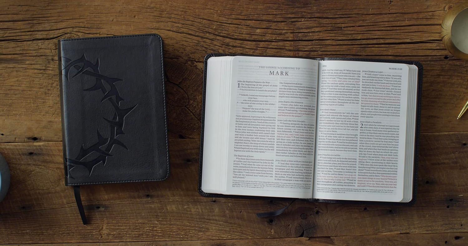 ESV Large Print Compact Bible, Red Letter (Trutone, Charcoal, Crown Design)