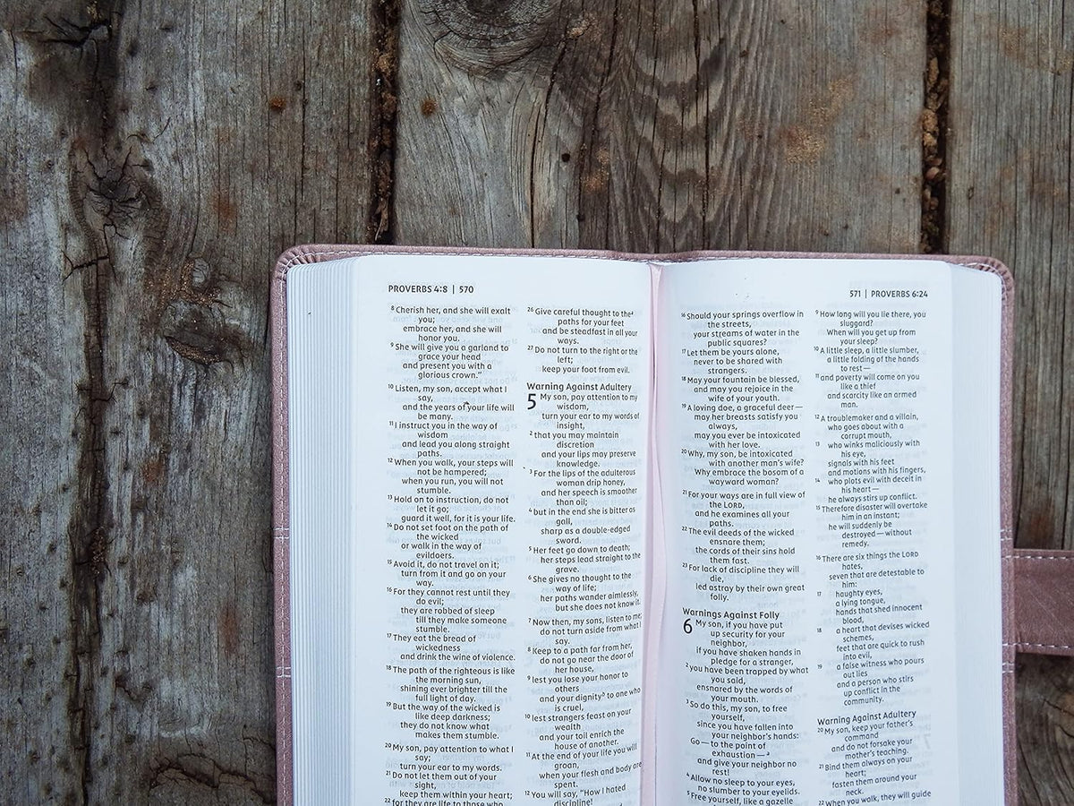 NIV, Pocket Thinline Bible, Leathersoft, Pink, Snap Closure, Red Letter, Comfort Print