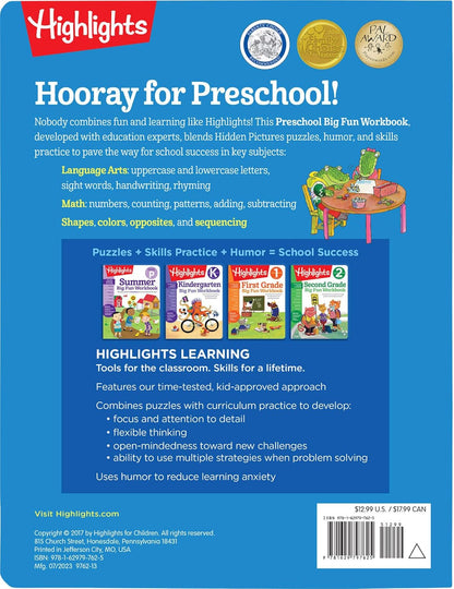 Preschool Big Fun Workbook: 256-Page Preschool Learning Workbook, Practice Math, Writing, Shapes and More with Puzzles and Activities for Preschoolers