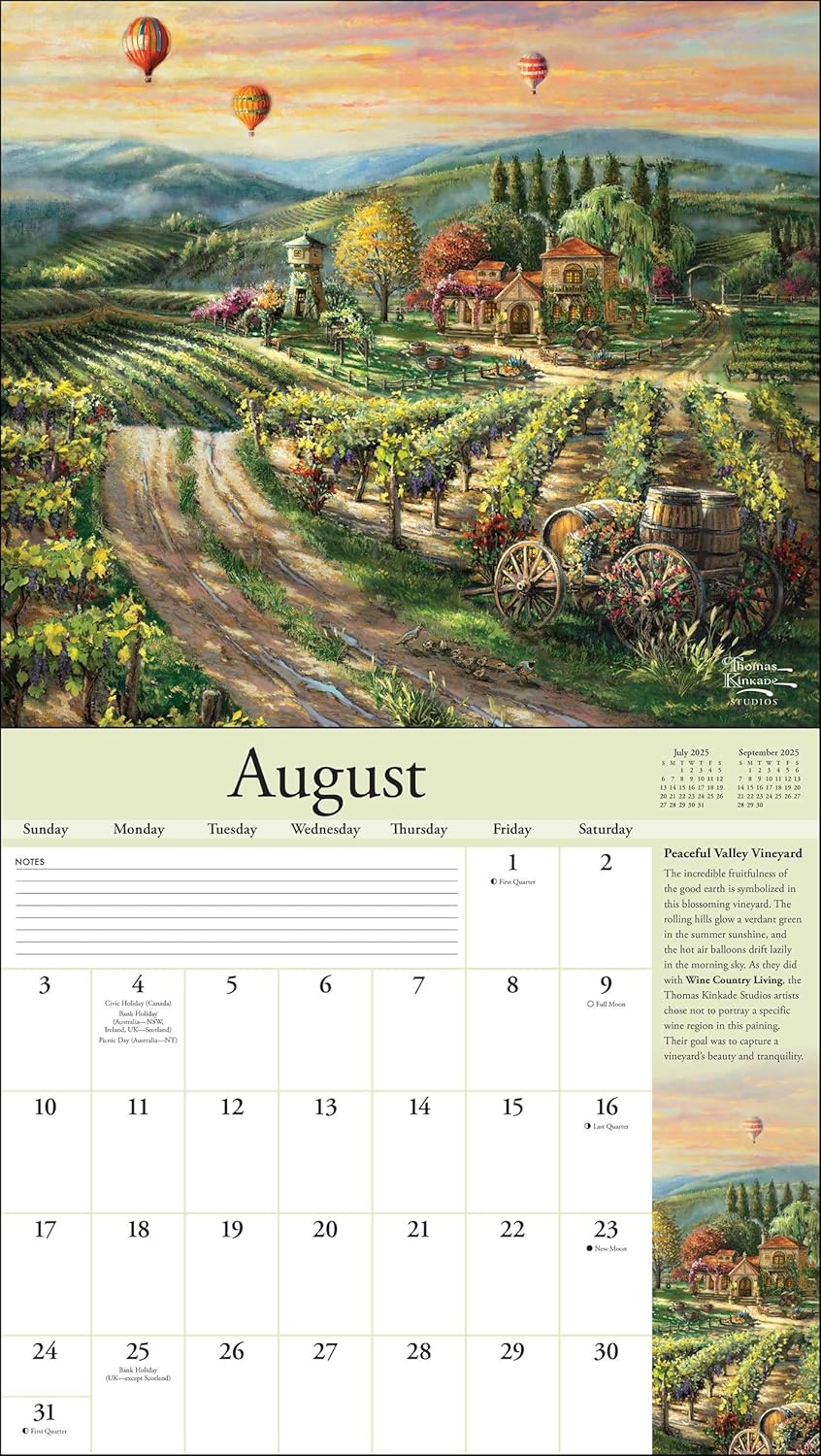 Thomas Kinkade Special Collector's Edition 2025 Deluxe Wall Calendar with Print: Celebration of Seasons