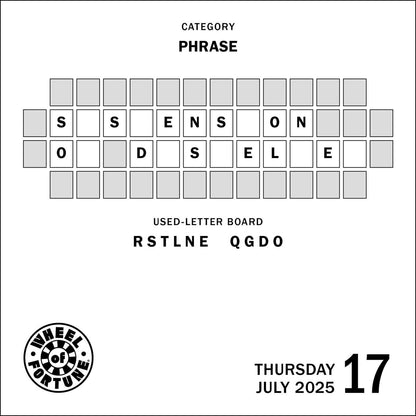 Wheel of Fortune 2025 Day-to-Day Calendar